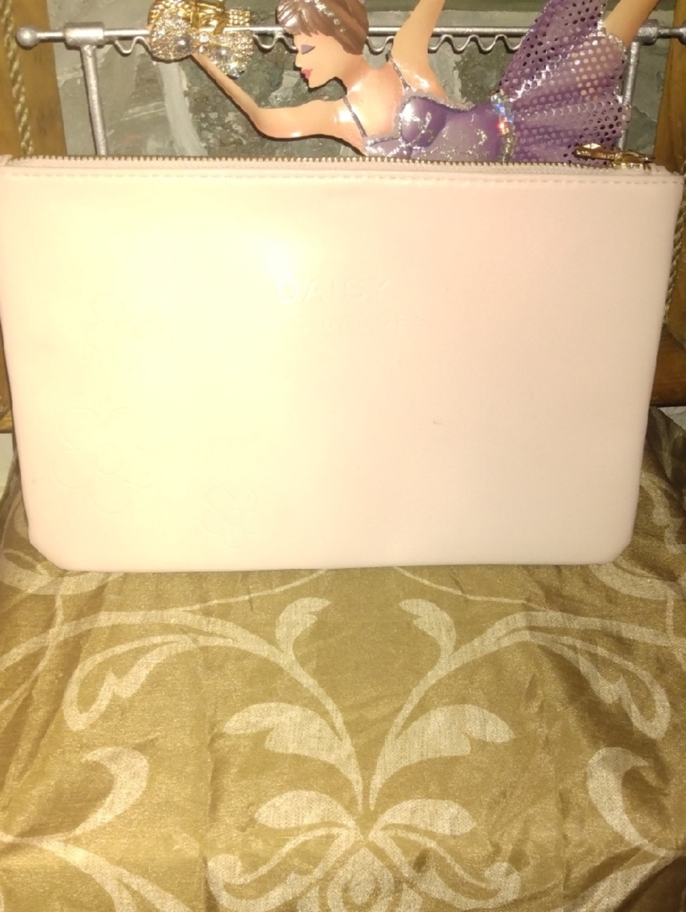 Marc Jacobs Pale Pink Daisy Embossed Zip Cosmetic Pouch